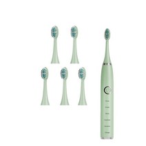 성인을위한 소닉 전동 칫솔 키즈 스마트 타이머 충전식 화이트닝 IPX7 방수 5 브러시 헤드, [01] Green