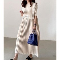 [결혼식 하객룩/빅사이즈/55-77사이즈] 벨르 돌잔치엄마원피스 30 40대 여름 미시 임산부 만삭촬영 뚱뚱한여자 상견례 베이지 임부 루즈핏 쉬폰 반팔 플리츠 정장 원피스