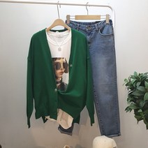 상상그이상 여성용 소프트 캐시미어 브리 라인 니트가디건