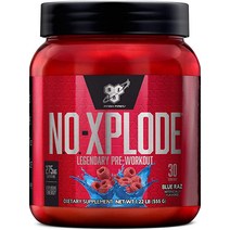 BSN N.O.-XPLODE Pre Workout Powder 남성과 여성을 위한 크레아틴 및 베타-알라닌 함유 에너지 보충제 맛 Blue Raz 30회분, [01] 30인분(1팩), [02] 과일 펀치