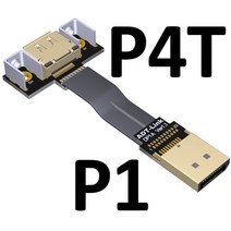 스피커케이블 DisplayPort 리본 연장 케이블 Male-Female 플랫 emi차폐 FPC DP 90 도 앵글 커넥터 (마운팅, 05 P1-P4T_05 0.25m