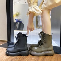 colorful gourd워커부츠 키높이 앵클부츠 미들 통굽 끈부츠