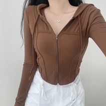 VANANA2 여성 쫀쫀 부들부들 도톰 소재 유라인 후드 집업 점퍼