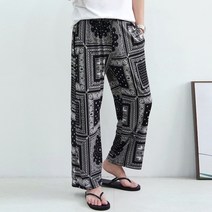쿼터 페이즐리 패턴 반다나 아이스 와이드 냉장고 통바지