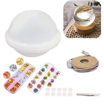 NIANGAO 라운드 볼 레진 몰드 LED 레진 몰드 나무 LED 베이스 브래킷 레진 아티스트 홈 데코 골드 리프 말린 꽃 에폭시 몰드 레진 몰드 실리콘 몰드에 적합