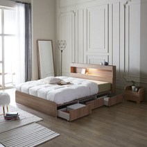 시엘로 LED 3단 수납형 침대 SS dm, 화이트