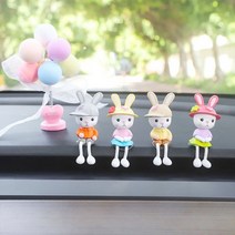 차량용 미니어처 피규어 화분장식 인테리어 소품 DIY만들기 테라리움, 토끼4종+풍선, 1세트