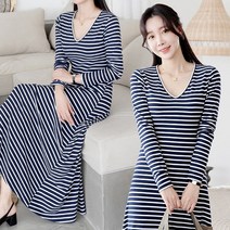 세이스타일 블랑누 V넥 A라인 원피스(기모)
