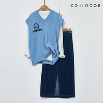 코인코즈 스마일 치즈 V넥 오버핏 베스트 (IY2SV1060)