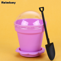 Reioduey 화분케이크 화분컵케이크 용기 세트(컵+받침대+돔뚜껑+삽스푼 올세트), 보라색, 25개