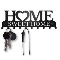 빈티지코트랙 벽걸이옷걸이 열쇠걸이 달콤한 홈 벽 걸이 후크 수납 랙 검은 금속, [01] love-home