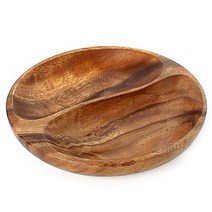 2절 원형 원목 안주접시 (나무그릇 간식접시 과자 다과 반찬 목기 접시), 17.5cm