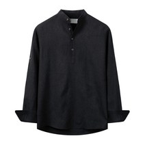 해리슨 남성용 헨리넥 린넨 롤업 긴팔 셔츠 TBC1001