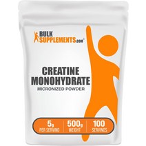 수입보충제 BULKSUPPLEMENTS.COM 크레아틴 모노하이드레이트 파우더 운동 전 근육 강화용 1회 제공량당 미분화된 5g5000mg 500g1.1lbs, [01] 1.1파운드1팩