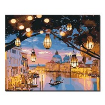 DIY 캔버스페인팅 명화그리기 액자 그림 세트 유화 - 풍경 40x50, L104_등불아래 대운하
