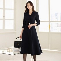 시크라인 넥슬릿 벨트 셋트 플레어 원피스