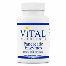 바이탈 뉴트리언스 Vital Nutrients Pancreatic Enzymes 판크레아틱 췌장 효소 500mg 90캡 1팩, 1개, 90