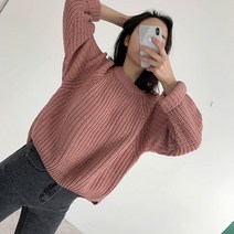 겨울 레이어드 도톰 라운드넥 뒤트임 하찌 니트