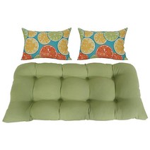 RULU 실외/실내 러브 시트 세티 3개 세트 (쿠션 111.8cm x 48.3cm x 12.7cm + 베개 2개 45.7cm x 30.5cm x 12.7cm) 솔리드 실란트로/시