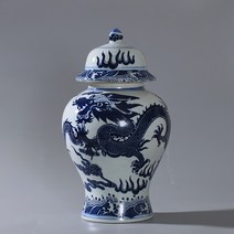 청나라 달항아리 도자기 오리엔탈 빈티지 엔틱 장식 소품, 청화