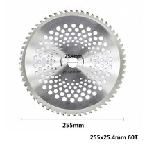 예초기 예초기부품 전동 잔디깎이 255mm 40t60t80t 브러시 커터 블레이드 잔디 깎는 기계 커터 교체 원형 톱날 잔디 절단 충전식 휴대용 휘발유 긴풀 예초기 충전용, 60톤, 1개