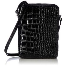 [캥골] 숄더백 가죽 조제피 박스 라운드 패스너형 컴팩트 블랙(악어형 눌러)