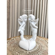 빈티지 앤틱 뽀뽀하는 귀여운 아기 날개천사 장식 2P 세트 천사장식품 빈티지 엔젤인형
