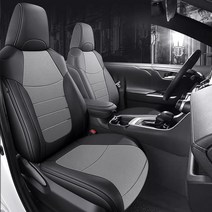 HKZ 맞춤형 핏 토요타 RAV4 풀 세트 가죽 카시트 커버 2019-2023 하이브리드(비 XSE&2022 2023 SE 하이브리드)-블랙 및 레드 트림(다이아몬드), 2019-2023 RAV4 Hybrid (Non XSE, Black/Gray, Black/Gray