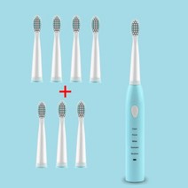부강샵 진동칫솔 셀프치석제거기 강력한 울트라 소닉 전동 칫솔 USB 충전 치아 브러쉬 빨 전자 화이트닝, 07 Blue-brushhead