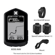 자전거네비 자전거속도계 gps 시계 마운트 XOSSNAV 자전거 컴퓨터 무선 사이클링 GPS 속도계 지도 탐색 방수 블루투스 ANT 케이던스 속도 2.4 