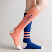 운동 스포츠양말 긴 롱 삭스 골프 헬스 런닝 짝짝이양말, 코랄+파랑