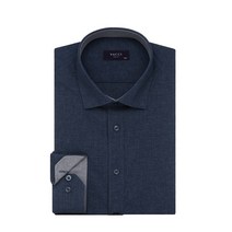 바찌 면혼방 스판 솔리드 슬림핏 긴소매 셔츠 네이비 VD1L3BS514N0