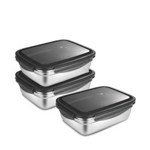 까사니 스텐 사각찬통 1800ml 3세트 스텐304 /김치통 반찬통 밀폐용기