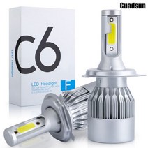 LED전조등 Guadsun C6 LED 자동차 Haedlight H4 H7 H1 H3 H8 H11 H10 H13 9004 9007 6000K HB3 9005 HB4 7200LM 8, 화이트, 9007/HB5 Hi/Lo