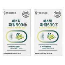 매스틱정 파워600 매스틱분말 유산균 알로에 60정 2통 중장년 중년 수험생 위경련 노년 알약형