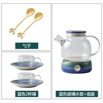 세라믹 필터포함 유럽식 화초 다도 세트 오후 티타임 티포트, T04-핸드페인팅 블루