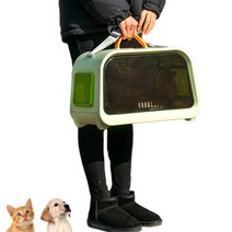Super-in 반려동물 고양이 대용량 우주선 강아지 이동장온습도계 +램양털 안감, 녹색