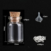 [케이로] 473066 코르크 마개가 있는 소형 미니 유리병 항아리 100 개 아이 나사 및 1 작은 깔때기 DIY 보석 만들기 5-10, [15] 6ml-22x35mm set, 6ml-22x35mm set