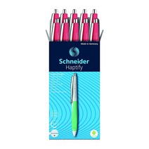 슈나이더 Schneider Haptify 볼펜 M (미디엄) 리필 및 접이식 코랄 배럴 펜 10개 상자 블루 잉크 (135332)