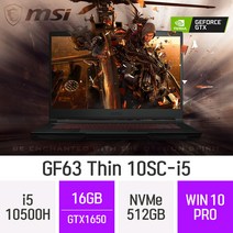 MSI 게이밍 노트북 GF시리즈 GF63 Thin 10SC-i5 [CPU i5-10th ->i5-11th 무상 업그레이드], 16GB, 512GB, 윈도우 포함, 512GB, WIN10 Pro, 코어i5″ class=”wr-img”></a></div></div></div></div><div class=