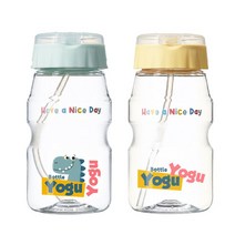 코멕스 요구요구 어린이 빨대 물통 유치원 유아 물병 460ml, 옐로우