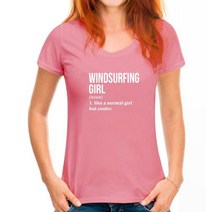 서핑 바디 보드 신제품 Windsurfing Girl 라운드넥 반팔 티셔츠 여성용 재미 있는 윈드서핑 보드 코튼 상, 09 WoMen Deep pink_06 XL