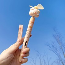 선풍기 볼펜 귀여운 다기능 케릭터 펜 팬, 0.5mm, 삼색 펜 - 길기 돼지 / 4 개의 배터리를 보냅니다