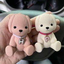 차량용 강아지 이니셜 석고 자동차 방향제, 아이보리, 필기체, 화이트가드니아, 1개