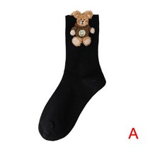 양말 겨울 곰 도톰도톰 테리안감 히트텍삭스 히트텍 브라운 레트로 곰 디자인 따뜻한 양말 여아용 부드럽고
