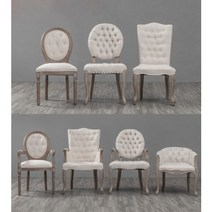 프렌치 린넨 쉐비 앤틱 식탁의자 감성 빈티지 인테리어 의자, 옵션3