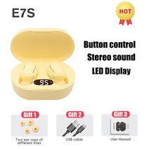 오리지널 E7S 무선 블루투스 헤드셋 마이크 LED 디스플레이 에어 프로 이어버드 아이폰 샤오미 TWS 이어폰 헤드폰, [06] Yellow Earbuds, 06 Yellow Earbuds