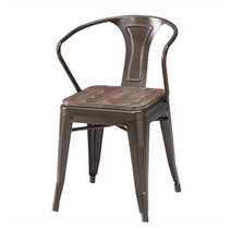 디홀릭 팔걸이형 빈티지 스틸 체어, 브라운