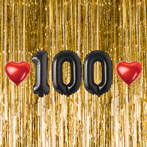 100일 이벤트 포토존 세트 아기 기념일 커플 축하 기념 숫자 풍선 하트, 10.커튼-(골드)-100(소)-블랙