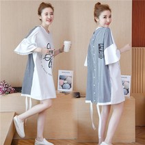 YXX 여름 여성 원피스 라운드 세로 스트라이프 반팔원피스 롱박스티 치마 빅사이즈 M~4XL